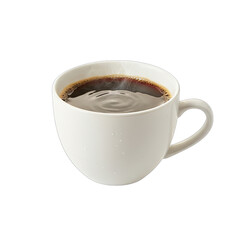 Fototapeta premium A Studio Photograph of a White Ceramic Mug Filled with Steaming Hot Black Coffee Isolated on a Transparent Background