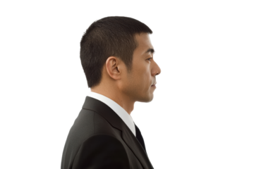 Side profile of businessman in suit
