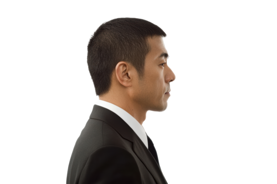 Side profile of businessman in suit
