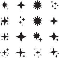 sparkle star icon set, stars and bursts icons, twinkle stars collection, sparkle star vector illustration