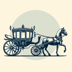 flat illustration of horse carriage