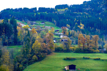The landscape in the city of Mayrhofen in Austria