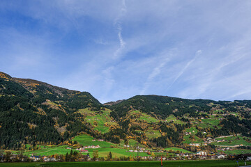 The landscape in the city of Mayrhofen in Austria