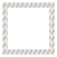 Decorative frame with geometric triangle pattern in blue and gray. Clean and modern abstract background ideal for wallpapers, textiles, wrapping paper, and digital design projects.