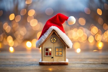 Festive Christmas home decoration featuring a candle and gingerbread model on a wooden table