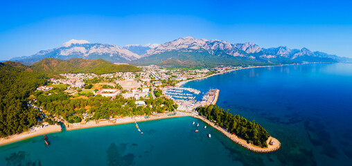 Naklejka premium Kemer city beach aerial panoramic view, Turkey