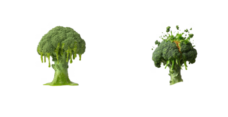 Broccoli with paint splash on black background