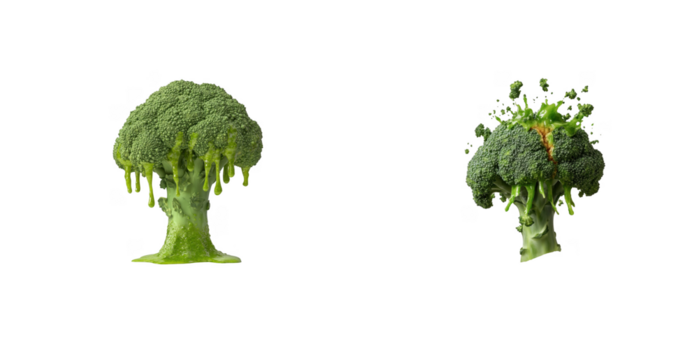 Broccoli with paint splash on black background