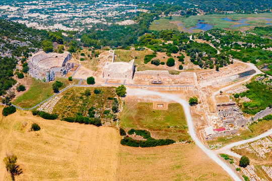 Patara ancient city aerial panoramic view, Turkey