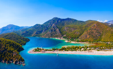 Blue Lagoon aerial panoramic view, Oludeniz beach