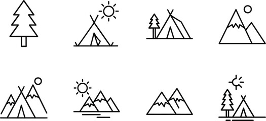 Vector art of camping and outdoor activity icons