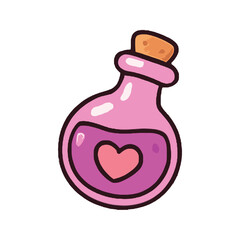 Pink Love Potion Bottle with Heart.