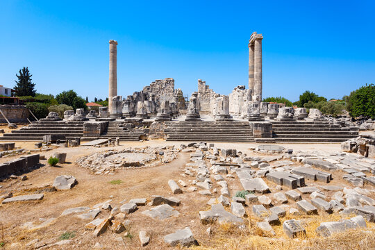Temple of Apollo ruins at Didyma ancient sanctuary in Didim city in Turkey