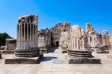 Fototapeta premium Temple of Apollo ruins at Didyma ancient sanctuary in Didim city in Turkey