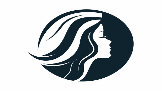 Elegant woman portrait logo with flowing hair, embodying beauty and grace for spa, salon, or cosmetic brand, perfect for creating a memorable brand identity
