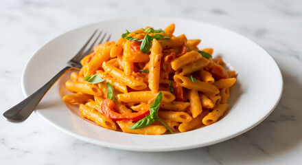 Roasted Red Pepper Pasta with Creamy Orange Sauce