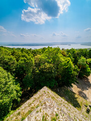 View towards the Yaxha Lake from Temple 216 at East Acropolis, Yaxha Archaeological Site, Peten Department, Guatemala