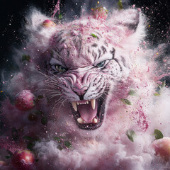 Abstract background with space featuring a majestic spotted big cat in nature