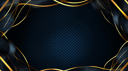 Dark blue background with gold frame and copy space for banner or card