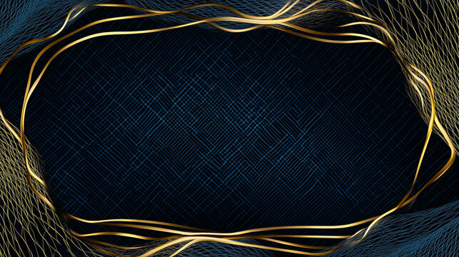 Dark blue background with gold frame and copy space for banner or card