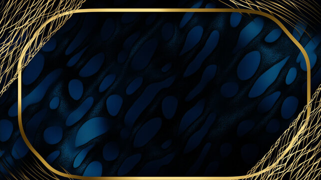 Dark blue background with gold frame and copy space for banner or card