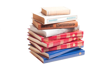 Books stack isolated on white background