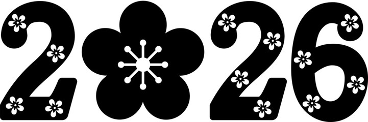 Chinese New Year 2026 Text Silhouette.
2026 Festive Typography silhouette isolated.
Transparent Background .