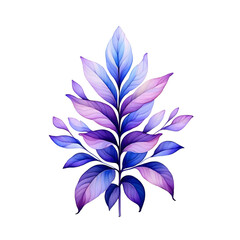 Watercolor painting of purple leaves isolated on transparent background