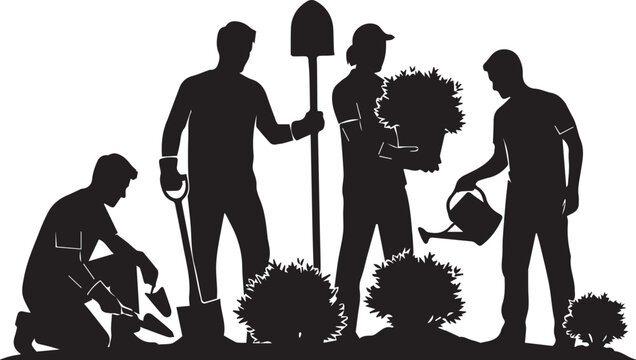 Diverse volunteers planting together for international volunteer day celebration