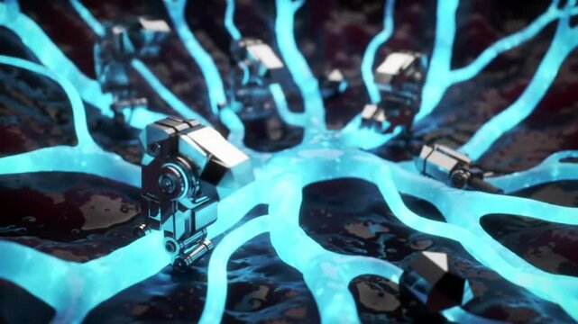 Cyber-Organic Fusion: Animated Biomechanical Circuit Growth