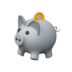 3D piggy bank icon symbolizing saving money and financial security