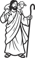 Obraz premium Jesus as The Good Shepherd vector illustration 