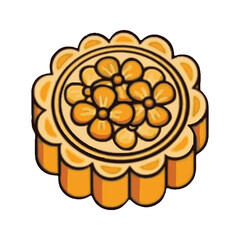 Traditional Chinese Mooncake with Floral Pattern for MidAutumn Festival.