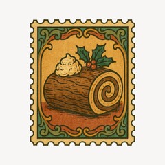 Obraz premium Vintage festive Yule log stamp