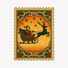 Obraz premium Vintage Santa postage stamp