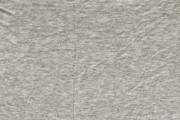 Gray Heather or Melange T-Shirt Fabric Texture, Wrinkled Jersey Background.