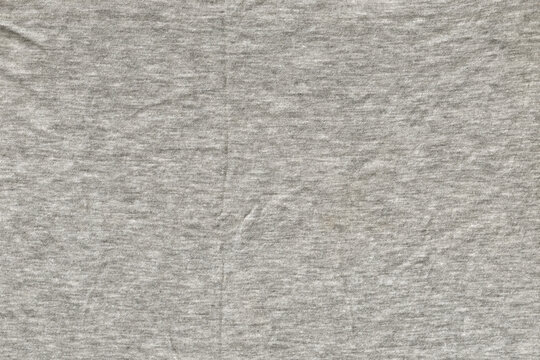 Gray Heather or Melange T-Shirt Fabric Texture, Wrinkled Jersey Background.