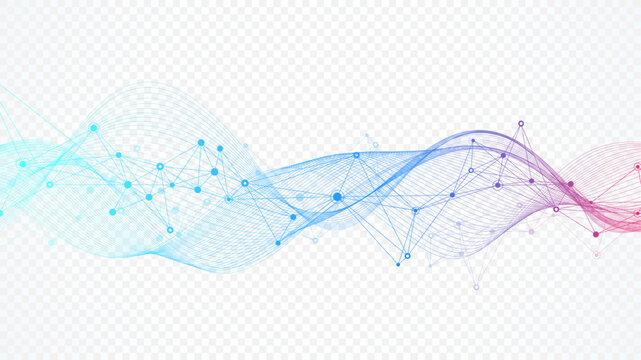 Abstract tech network connection dots. Digital background and big data technology. Blue background with plexus lines. Geometric background with abstract mesh