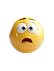 Fototapeta premium Worried emoji with tears expressing sadness and concern