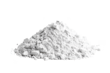 Heap of white powder, pile of flour, baking ingredient, cooking, dust, snow, isolated element, texture, ingredient isolated on transparent background