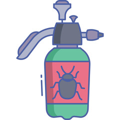 Pest Control Sprayer With Insect Icon On Label In Green Bottle With Pink Label And Purple Accents On A Transparent Background Clean And Simple Design Representing Garden Care And Protection