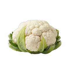 A Whole White Cauliflower With Green Leaves Isolated On A Transparent Background Healthy Organic Vegetable Food