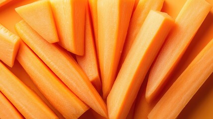 High-resolution texture of pastel orange carrot slices arranged on a vibrant background showcasing freshness and vibrant color contrast