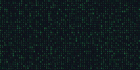 Textured Dark Green Binary Code Background with Randomly Scattered Digital Data for Technology and Cyber Security Themes
