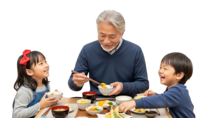 Professional image featuring family, meal, food suitable for web, social media, and editorial design purposes