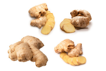 Ginger root isolated on white background.