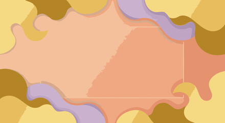 Abstract Peach Background with Golden Frame and Paper Cutouts