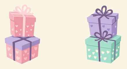 Pastel Presents Stacked for Valentines Day, Wedding, or Birthday Celebration