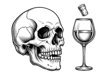 Skull Wine Glass Cork Vector Illustration