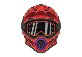 Fototapeta premium Red Motocross Helmet Goggles Vector Illustration